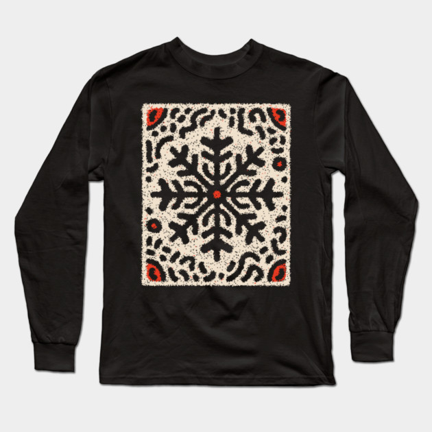 Snow Tribal Pattern – Folk Winter Illustration Long Sleeve T-Shirt by TuncGK