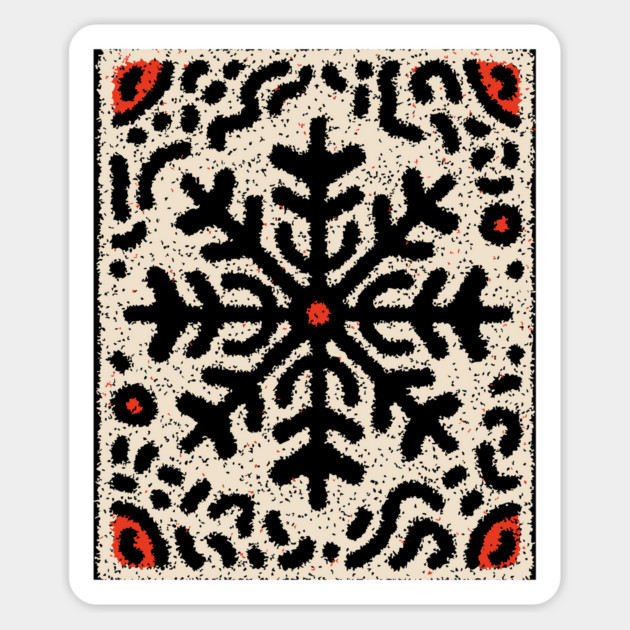 Snow Tribal Pattern – Folk Winter Illustration Magnet by TuncGK