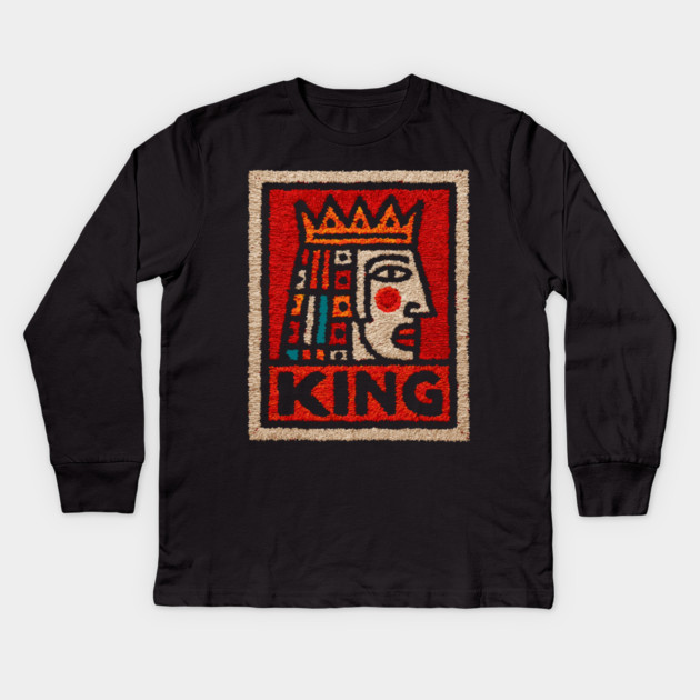 Tarot King Card Design – Royal Occult Art Kids Long Sleeve T-Shirt by TuncGK