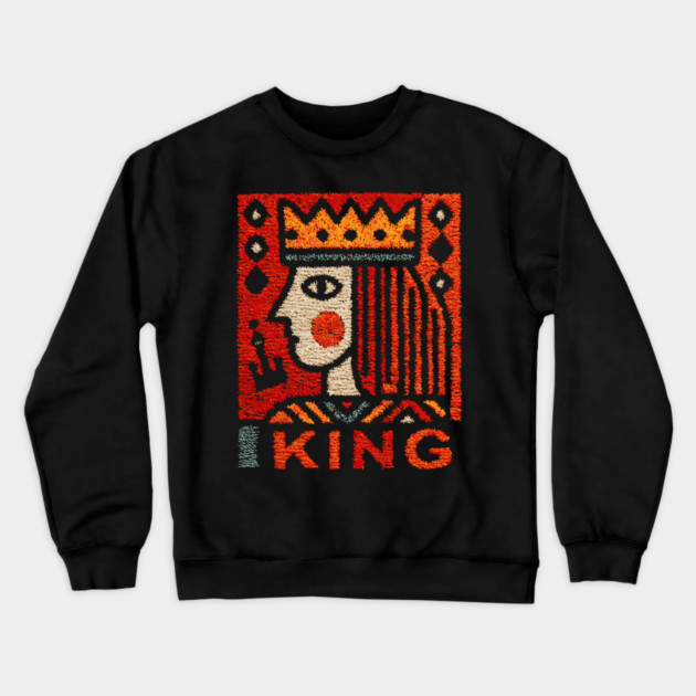 Tarot King Card Illustration – Folk Art Occult Crewneck Sweatshirt by TuncGK