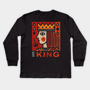 Tarot King Card Illustration – Folk Art Occult Kids Long Sleeve T-Shirt