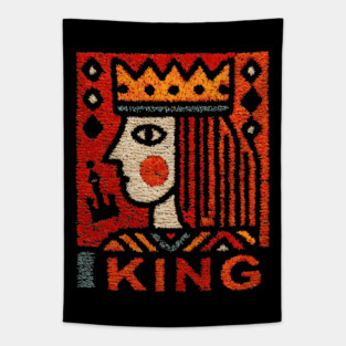 Tarot King Card Illustration – Folk Art Occult Tapestry