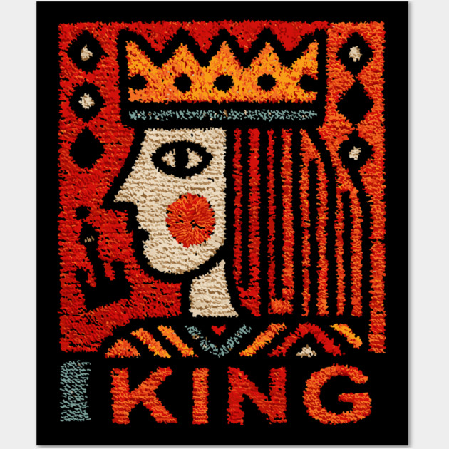 Tarot King Card Illustration – Folk Art Occult Wall Art by TuncGK