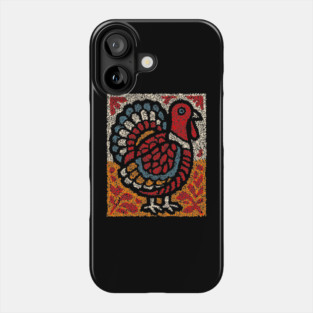 Folk Turkey Design – Thanksgiving & Farm Animal Art Phone Case