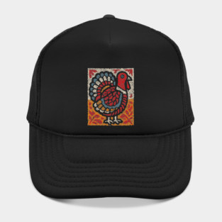 Folk Turkey Design – Thanksgiving & Farm Animal Art Hat