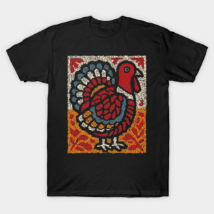 Folk Turkey Design – Thanksgiving & Farm Animal Art T-Shirt