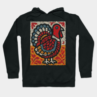 Folk Turkey Design – Thanksgiving & Farm Animal Art Hoodie