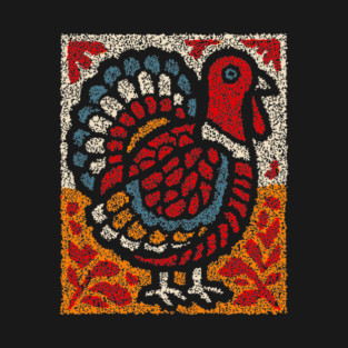 Folk Turkey Design – Thanksgiving & Farm Animal Art T-Shirt