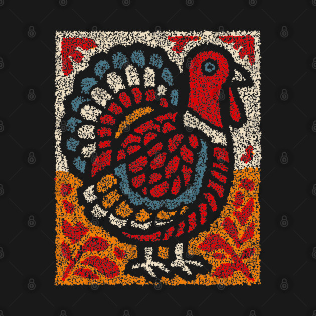 Folk Turkey Design – Thanksgiving & Farm Animal Art by TuncGK