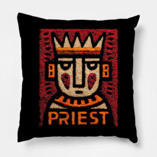 Tarot Priest Card Illustration – Spiritual Occult Design Pillow