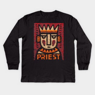 Tarot Priest Card Illustration – Spiritual Occult Design Kids Long Sleeve T-Shirt