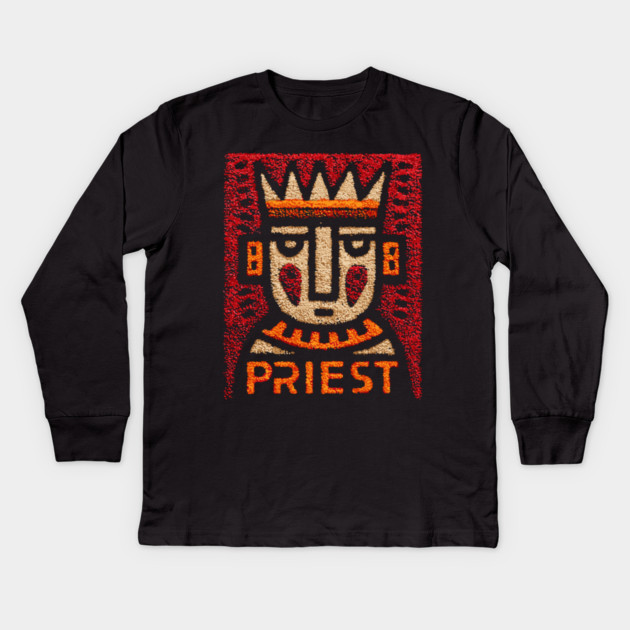 Tarot Priest Card Illustration – Spiritual Occult Design Kids Long Sleeve T-Shirt by TuncGK
