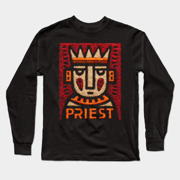Tarot Priest Card Illustration – Spiritual Occult Design Long Sleeve T-Shirt by TuncGK