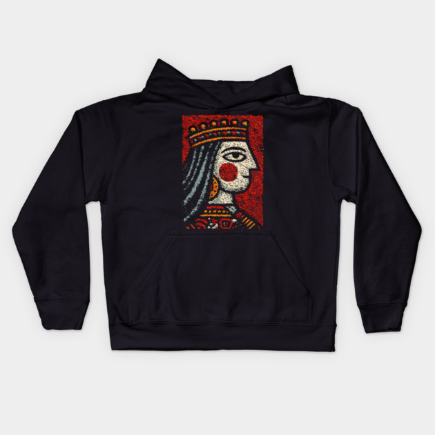 Tarot Queen Card Design – Feminine Occult Royalty Art Kids Hoodie by TuncGK
