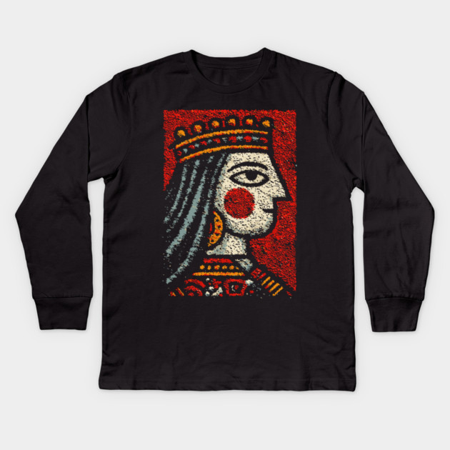 Tarot Queen Card Design – Feminine Occult Royalty Art Kids Long Sleeve T-Shirt by TuncGK