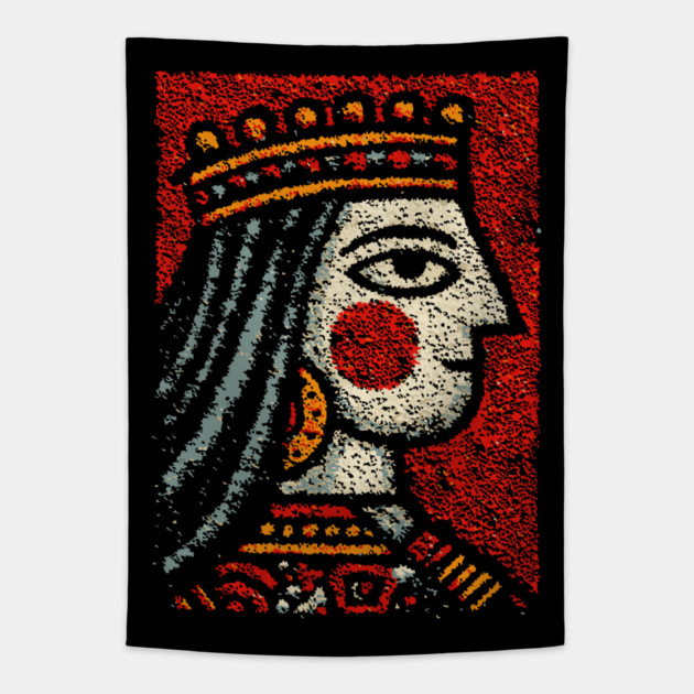 Tarot Queen Card Design – Feminine Occult Royalty Art Tapestry by TuncGK