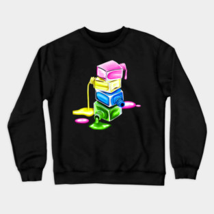 A vibrant composition of layered neon nail polish spills in pink, yellow, green, and blue Crewneck Sweatshirt