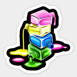 A vibrant composition of layered neon nail polish spills in pink, yellow, green, and blue Magnet