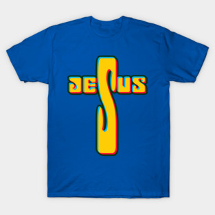 Retro 3D "JESUS" Cross Art – Vibrant Christian Faith Design T-Shirt