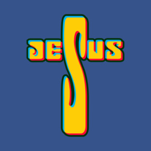 Retro 3D "JESUS" Cross Art – Vibrant Christian Faith Design T-Shirt