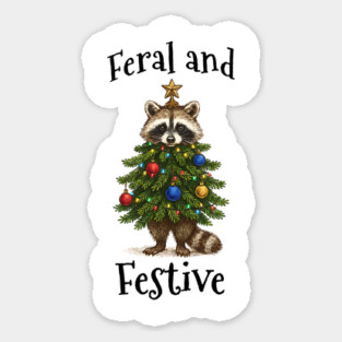 Raccoon Decorated Christmas Tree, Feral and Festive Magnet