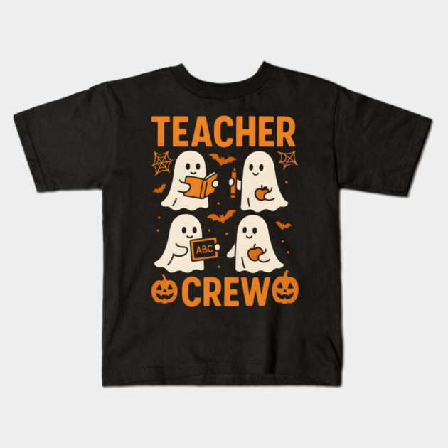 Teacher Crew Halloween Ghost Funny Teacher Graphic Kids T-Shirt by MakerMind8.2
