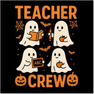 Teacher Crew Halloween Ghost Funny Teacher Graphic Posters and Art