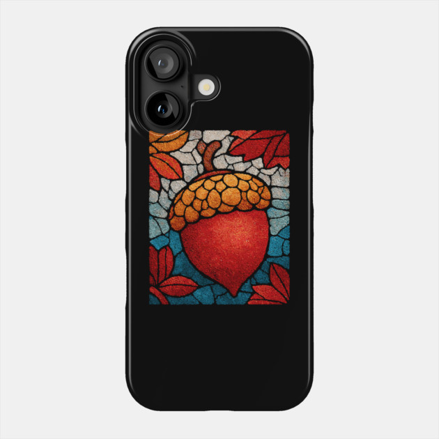 Stained Glass Acorn Heart | Thanksgiving Vibes Phone Case by TuncGK
