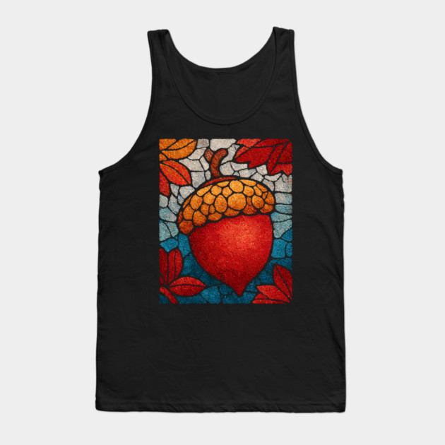 Stained Glass Acorn Heart | Thanksgiving Vibes Tank Top by TuncGK