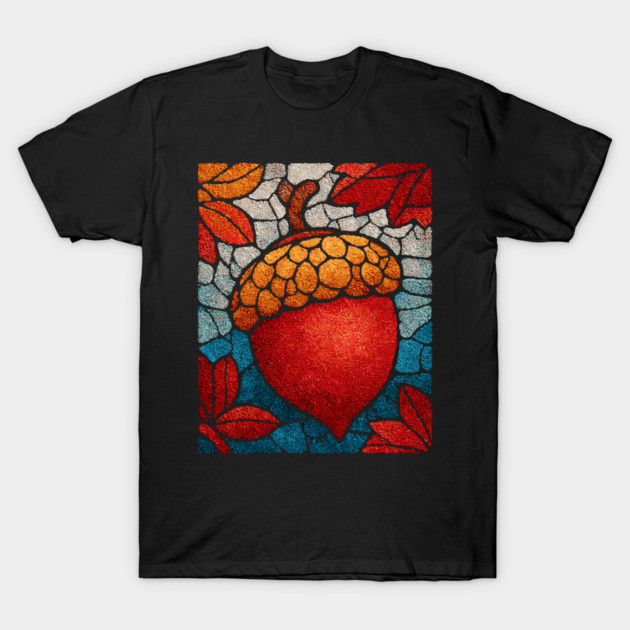 Stained Glass Acorn Heart | Thanksgiving Vibes T-Shirt by TuncGK