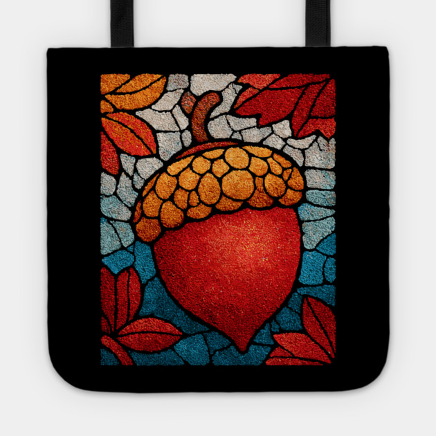 Stained Glass Acorn Heart | Thanksgiving Vibes Tote by TuncGK