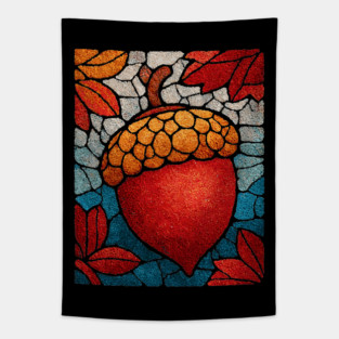 Stained Glass Acorn Heart | Thanksgiving Vibes Tapestry