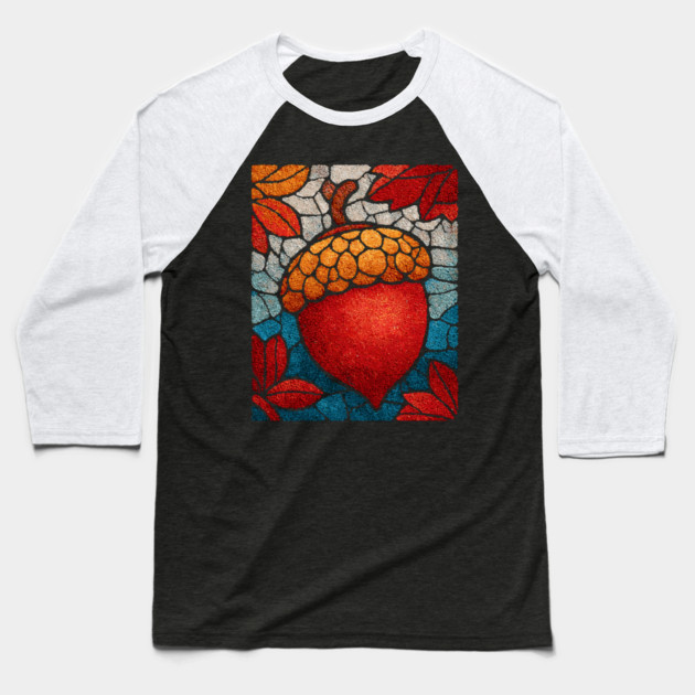 Stained Glass Acorn Heart | Thanksgiving Vibes Baseball T-Shirt by TuncGK