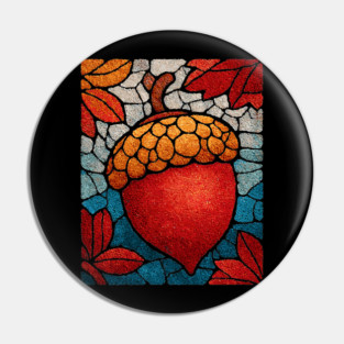 Stained Glass Acorn Heart | Thanksgiving Vibes Pin