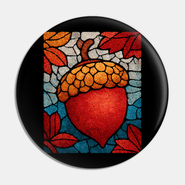 Stained Glass Acorn Heart | Thanksgiving Vibes Pin by TuncGK