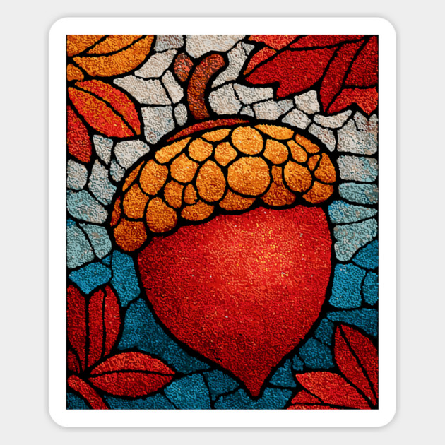 Stained Glass Acorn Heart | Thanksgiving Vibes Magnet by TuncGK