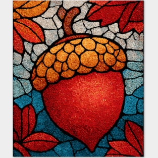 Stained Glass Acorn Heart | Thanksgiving Vibes Posters and Art
