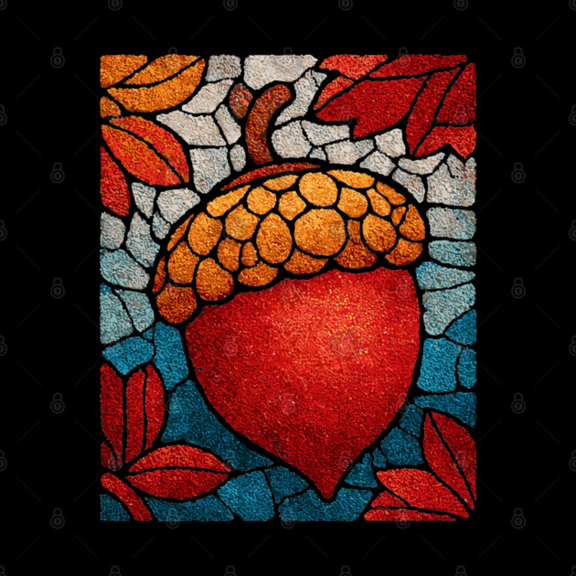 Stained Glass Acorn Heart | Thanksgiving Vibes by TuncGK