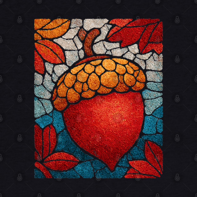 Stained Glass Acorn Heart | Thanksgiving Vibes by TuncGK