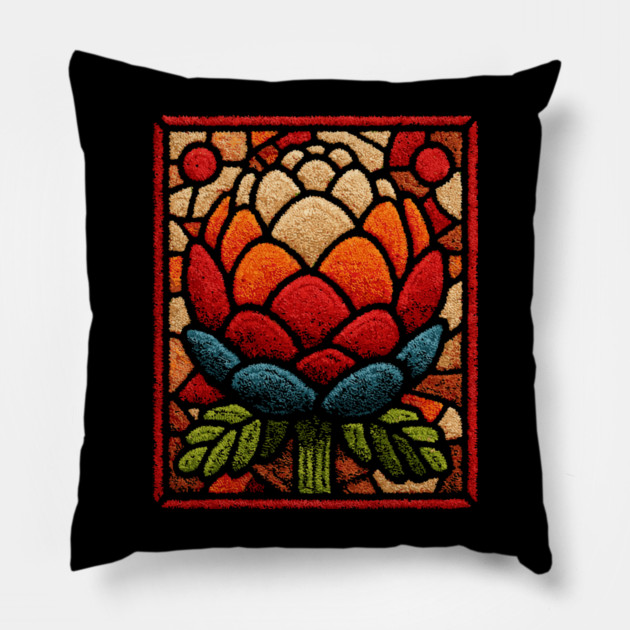 Stained Glass Lotus Bloom | Artichoke Art Pillow by TuncGK