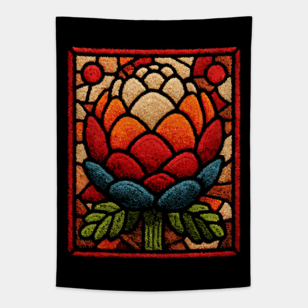 Stained Glass Lotus Bloom | Artichoke Art Tapestry by TuncGK