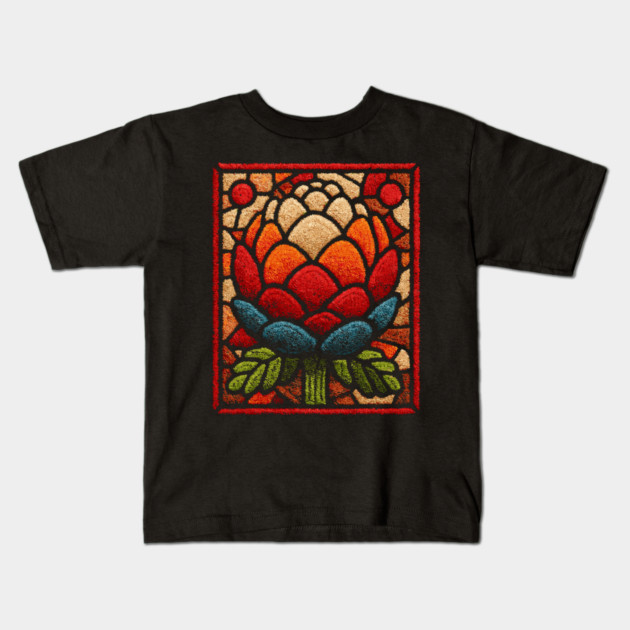 Stained Glass Lotus Bloom | Artichoke Art Kids T-Shirt by TuncGK