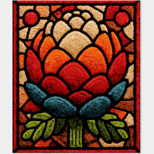 Stained Glass Lotus Bloom | Artichoke Art Wall Art by TuncGK