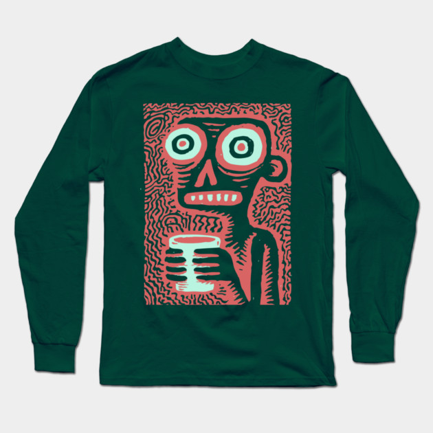 Caffeine Addict Zombie Coffee Break Long Sleeve T-Shirt by TuncGK