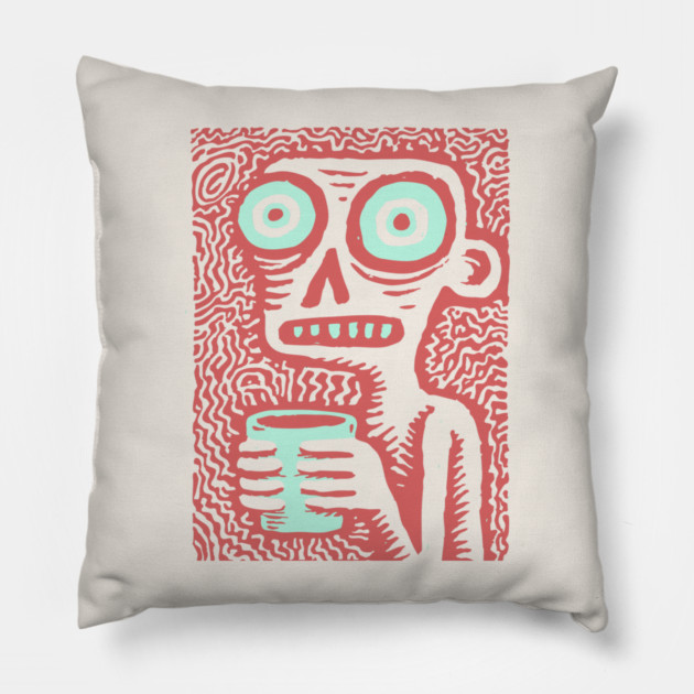 Caffeine Addict Zombie Coffee Break Pillow by TuncGK