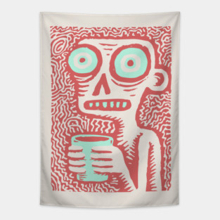 Caffeine Addict Zombie Coffee Break Tapestry