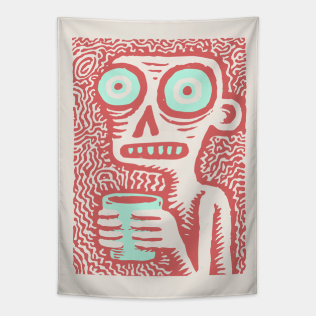 Caffeine Addict Zombie Coffee Break Tapestry by TuncGK
