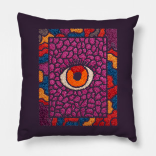 All-Seeing Eye in Bloom | Purple Retro Pillow