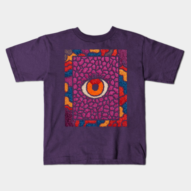 All-Seeing Eye in Bloom | Purple Retro Kids T-Shirt by TuncGK