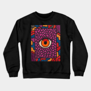 All-Seeing Eye in Bloom | Purple Retro Crewneck Sweatshirt